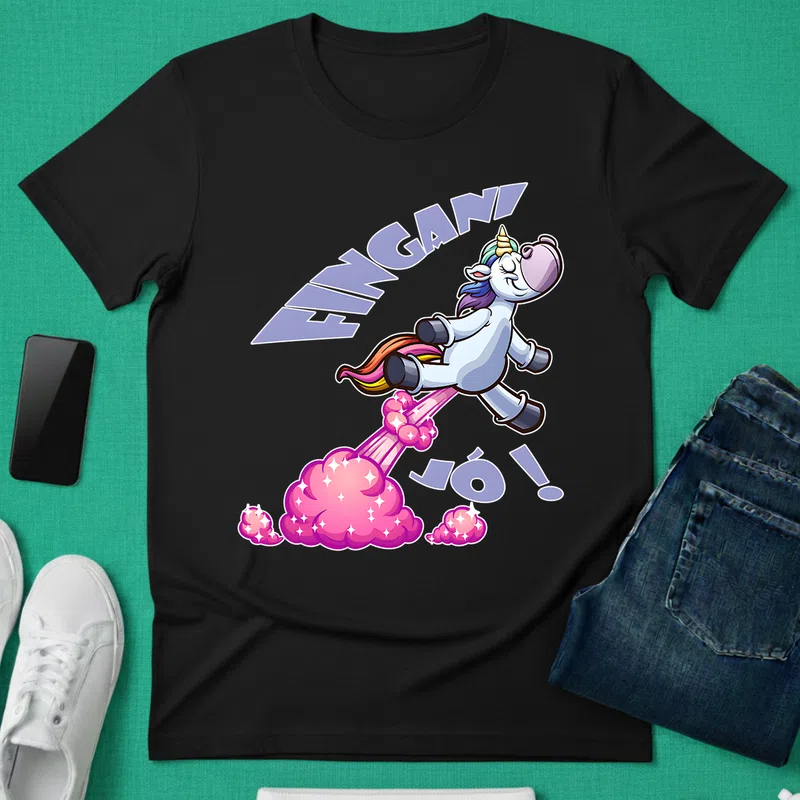 Fingani jó Vicces unikornis Unikornis - Férfi póló - Fekete - Állatok és Természet - Unikornis