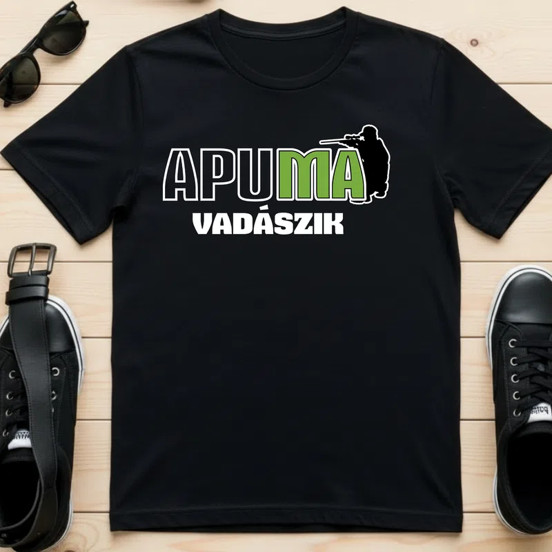 APU MA VADÁSZIK Vagány Stílus Vadászat - Férfi póló - Fekete - Hobbi - Vadászat