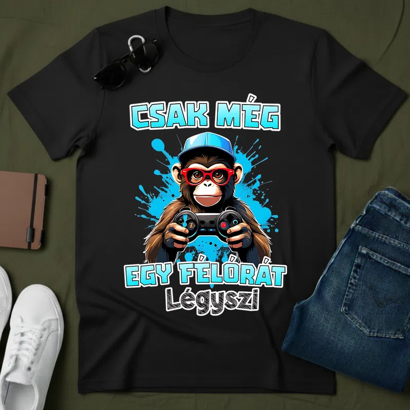 CSAK MÉG EGY FÉLHÓRÁT Gamer Majom - Férfi póló - Fekete - Gamer