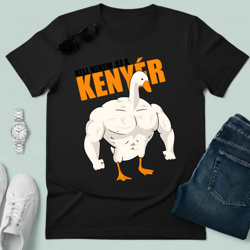 KENYÉR Izmos Lúd Vicces Meme - Férfi póló - Fekete - Vicces - Meme
