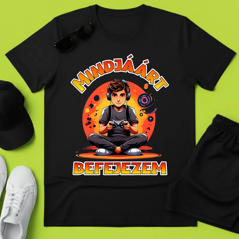 MINDJÁRT BEFEJEZEM Gamer Játékos - Férfi póló - Fekete - Gamer
