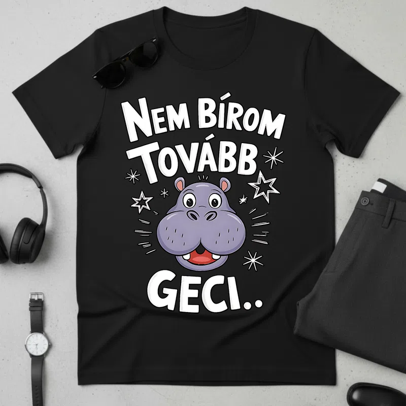 Nem bírom tovább Geci vicces víziló Vicces szöveg - Férfi póló - Fekete - Vicces - Vicces szöveg
