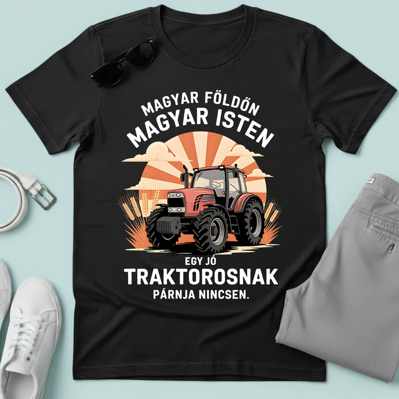 TRAKTOROSNAK Magyar Földön Falusi Stílus Traktor - Férfi póló - Fekete - Járművek - Traktor