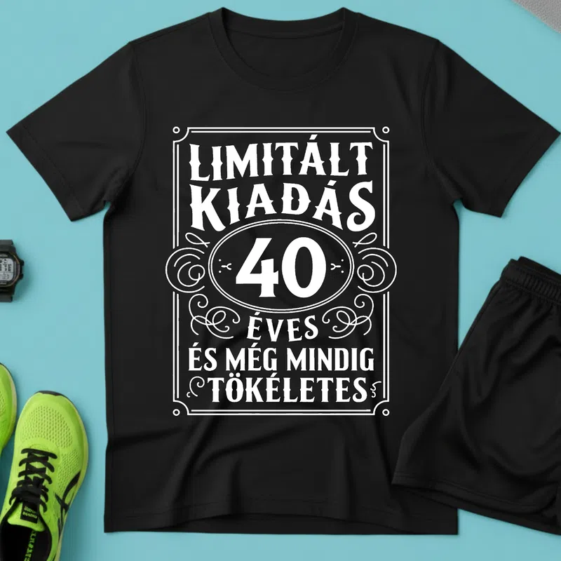 LIMITÁLT KIADÁS 40 ÉVES Vintage Vicces szöveg - Férfi póló - Fekete - Vicces - Vicces szöveg