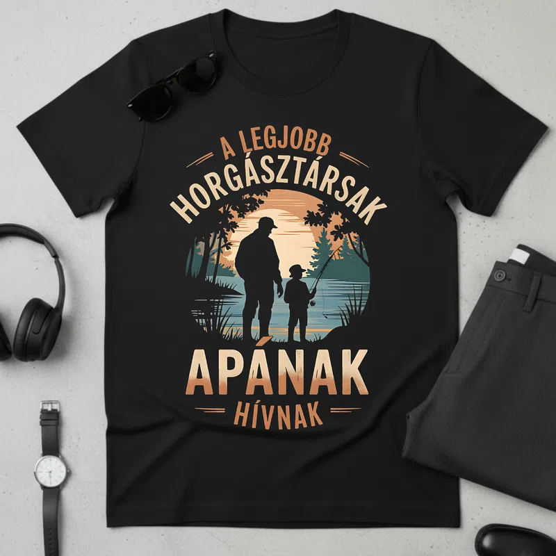 A legjobb horgásztársak apának hívnak családi Horgász - Férfi póló - Fekete - Hobbi - Horgász