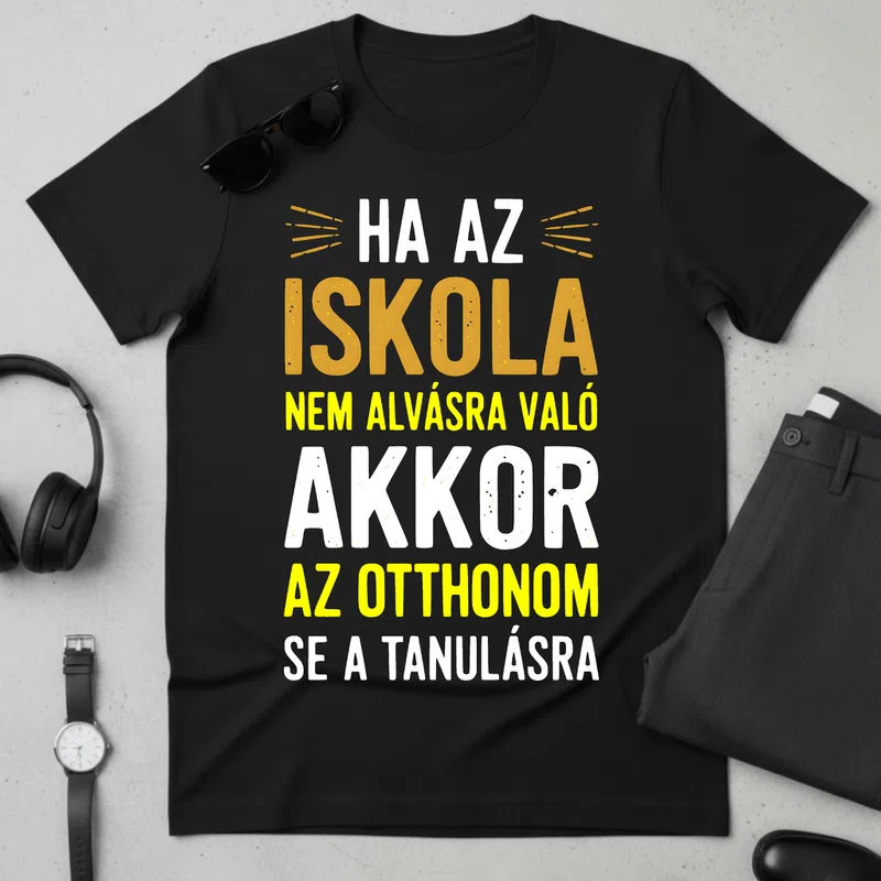 Ha az iskola nem alvásra való Suli - Férfi póló - Fekete - Ballagás - Suli