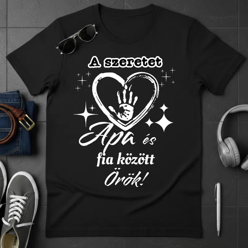A szeretet Apa és fia között Örök Apának - Férfi póló - Fekete - Család - Apának