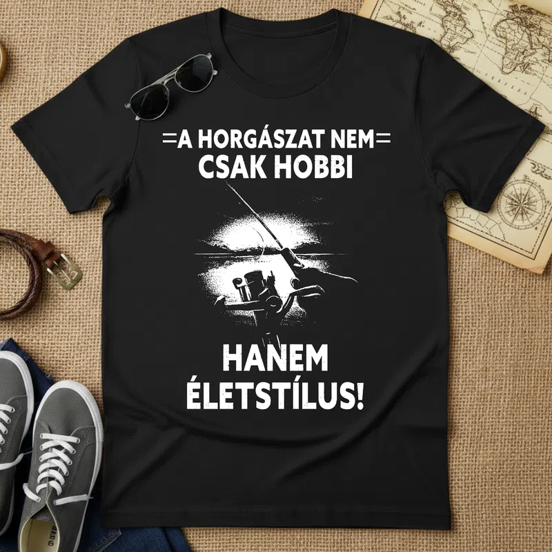 A HORGÁSZAT NEM CSAK HOBBI HANEM ÉLETSTÍLUS Horgász - Férfi póló - Fekete - Hobbi - Horgász