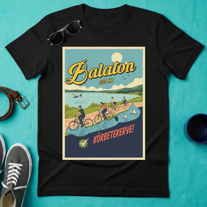 Balaton 209 KM Nyaralás - Férfi póló - Fekete - Földrajzi helyek - Nyaralás