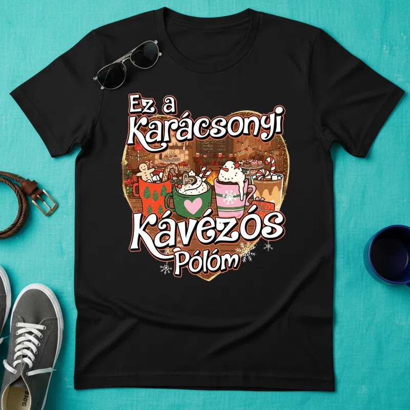 Ez a Karácsonyi Kávézós Karácsonyra - Férfi póló - Fekete - Ünnepek - Karácsonyra