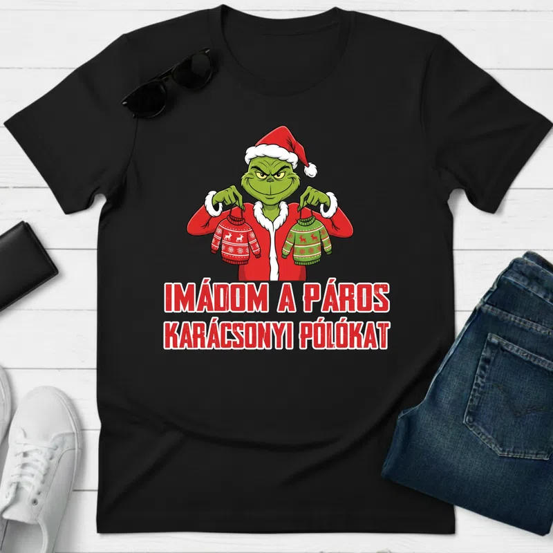 IMÁDOM A PÁROS KARÁCSONYI Karácsonyra - Férfi póló - Fekete - Ünnepek - Karácsonyra