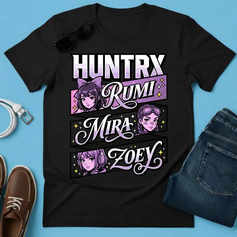 HUNTRX Rumi Mira Zoey Hobbi Zene - Férfi póló - Fekete - Hobbi - Zene