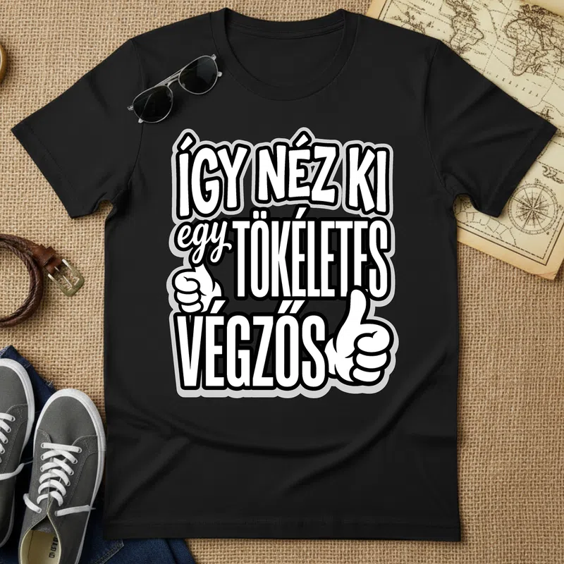 ÍGY NÉZ KI egy TÖKÉLETES VÉGZŐS Ballagás Suli - Férfi póló - Fekete - Ballagás - Suli