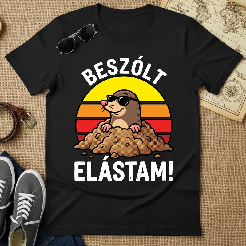 BESZÓLT ELÁSTAM! Menő vakond Vicces Vicces szöveg - Férfi póló - Fekete - Vicces - Vicces szöveg