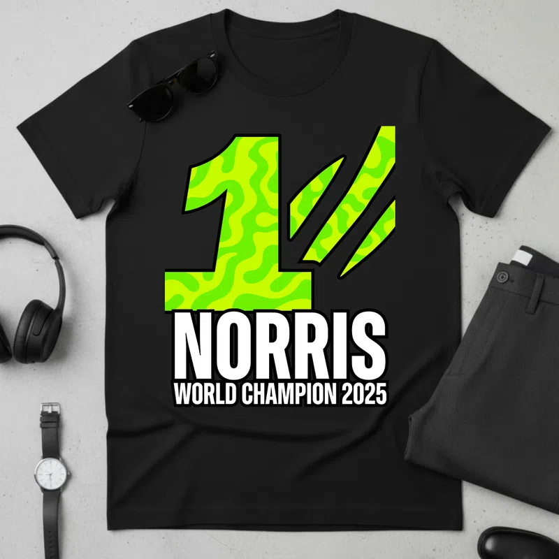 NORRIS World Champion 2025 zöld mintás Sport Forma1 - Férfi póló - Fekete - Sport - Forma1