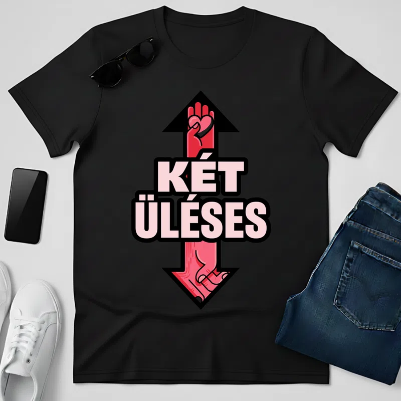 KÉT ÜLÉSES Szív és Nyíl Vicces Vicces szöveg - Férfi póló - Fekete - Vicces - Vicces szöveg