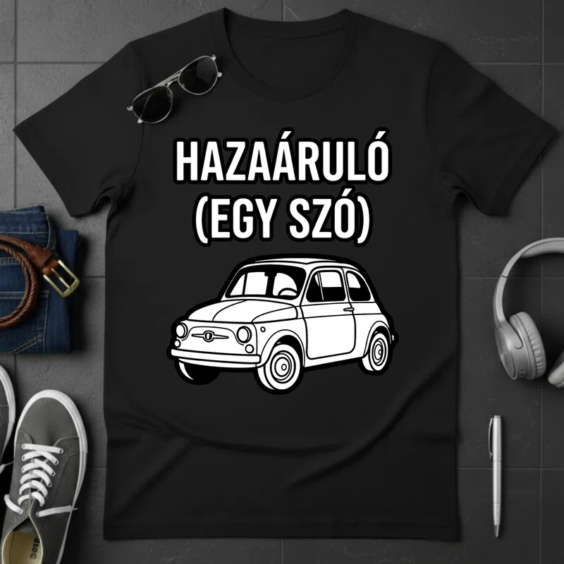 HAZAÁRULÓ (EGY SZÓ) Retro Vicces Vicces Vicces szöveg - Férfi póló - Fekete - Vicces - Vicces szöveg