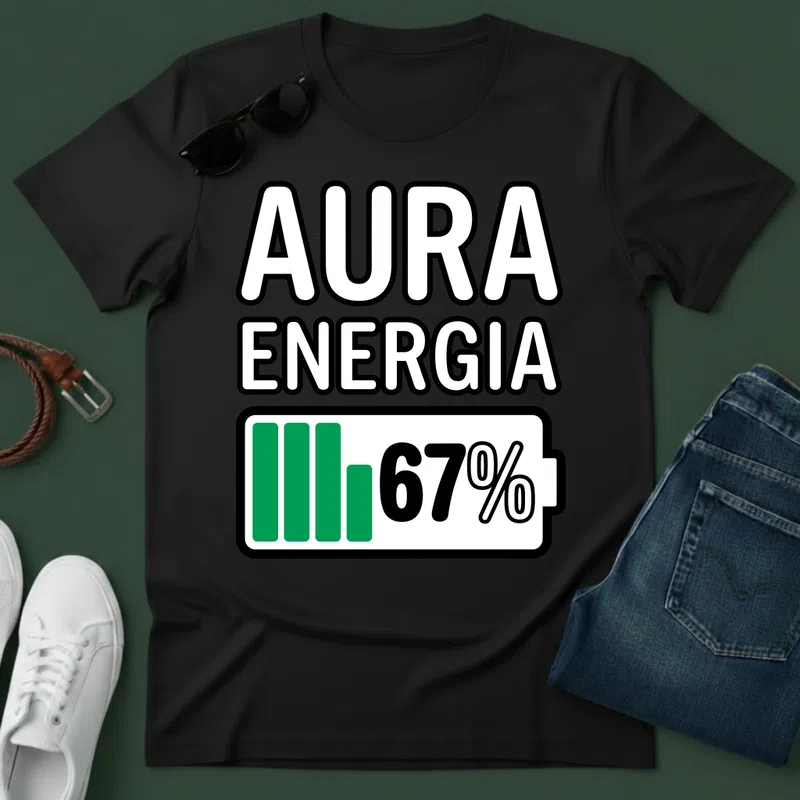 AURA ENERGIA 67% töltöttség Vicces Vicces szöveg - Férfi póló - Fekete - Vicces - Vicces szöveg