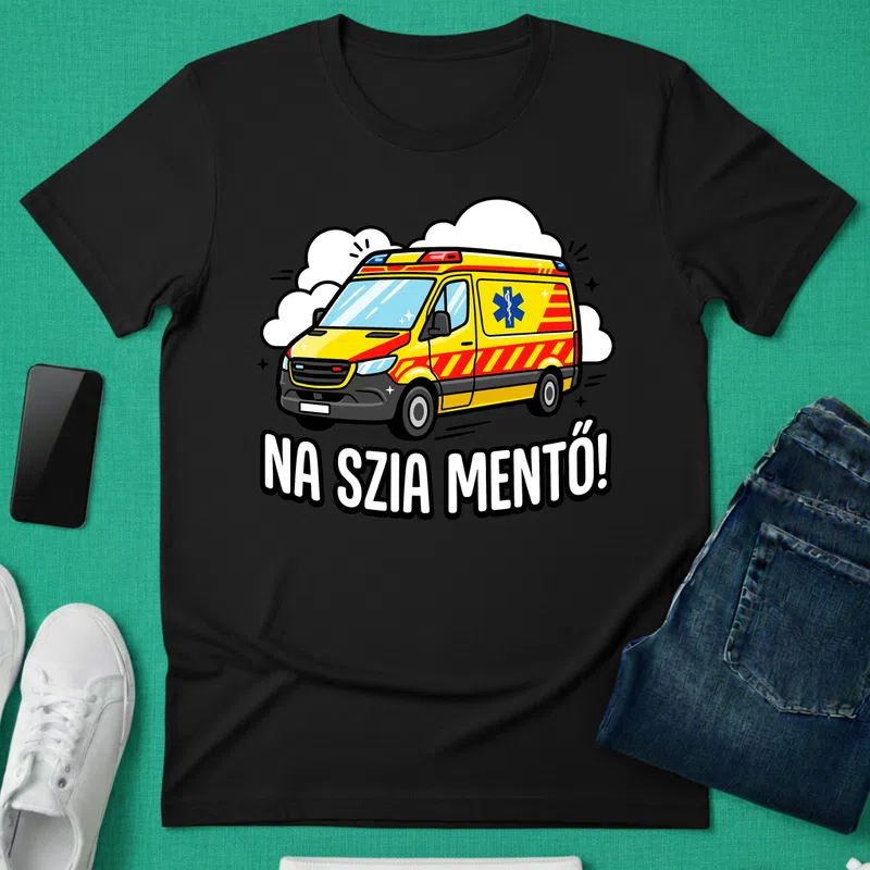 Na szia mentő! Vicces Ambulancia Foglalkozások Mentős - Férfi póló - Fekete - Foglalkozások - Mentős
