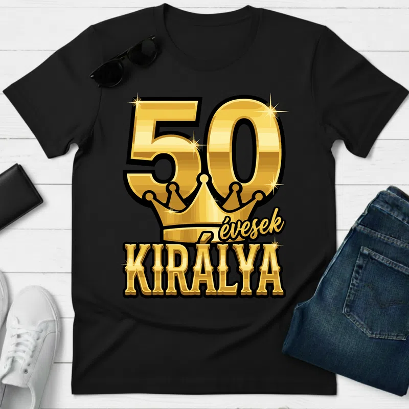 50 évesek Királya arany ünnepi Születésnap - Férfi póló - Fekete - Születésnap