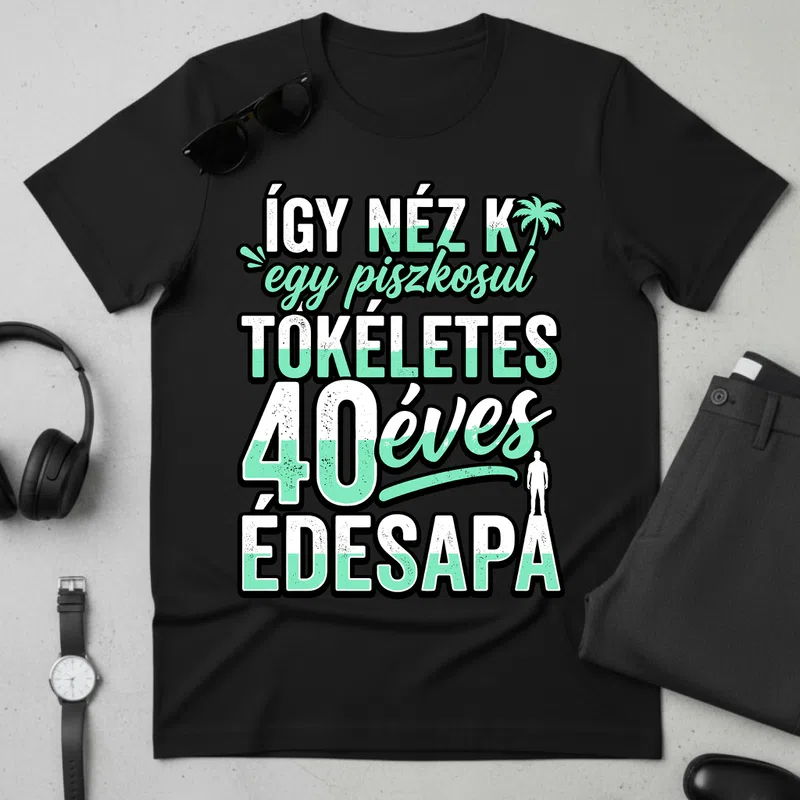Így néz ki egy piszkosul tökéletes 40 éves édesapa Születésnap - Férfi póló - Fekete - Születésnap