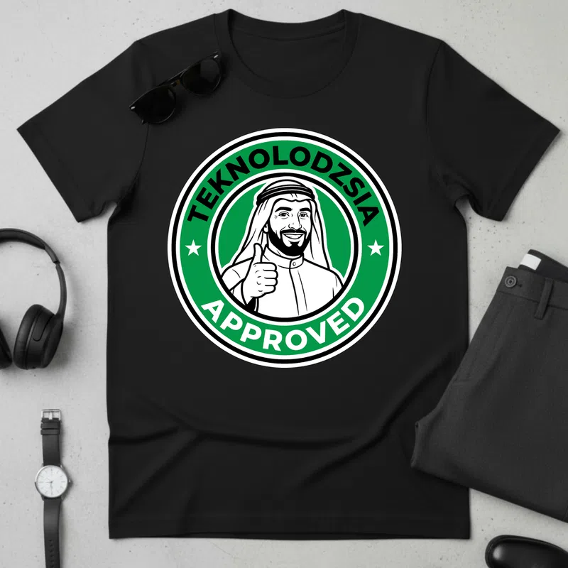 TEKNOLODZSIA APPROVED vidám stílus Vicces Meme - Férfi póló - Fekete - Vicces - Meme