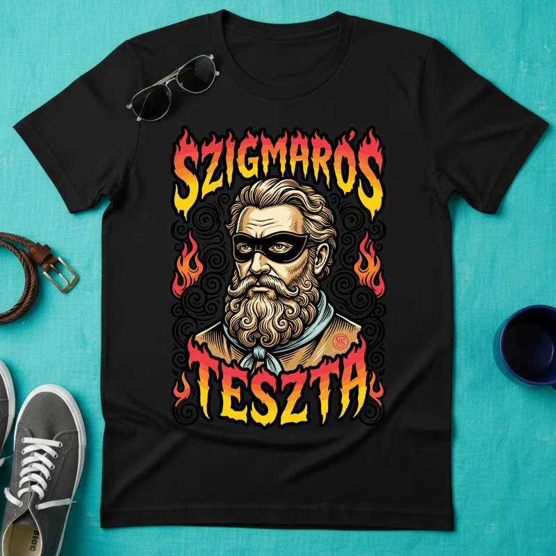 SZIGMARÓS TESZTA – Lángoló Retro Vicces Meme - Férfi póló - Fekete - Vicces - Meme