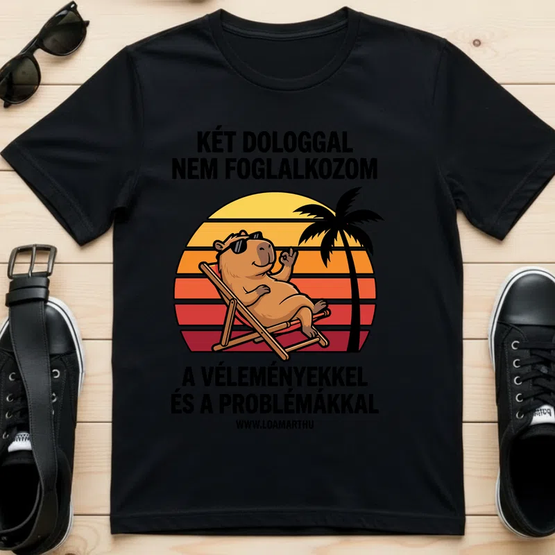 Kapibara Chill Naplemente Állatok és Természet Vidra - Férfi póló - Fekete - Állatok és Természet - Vidra