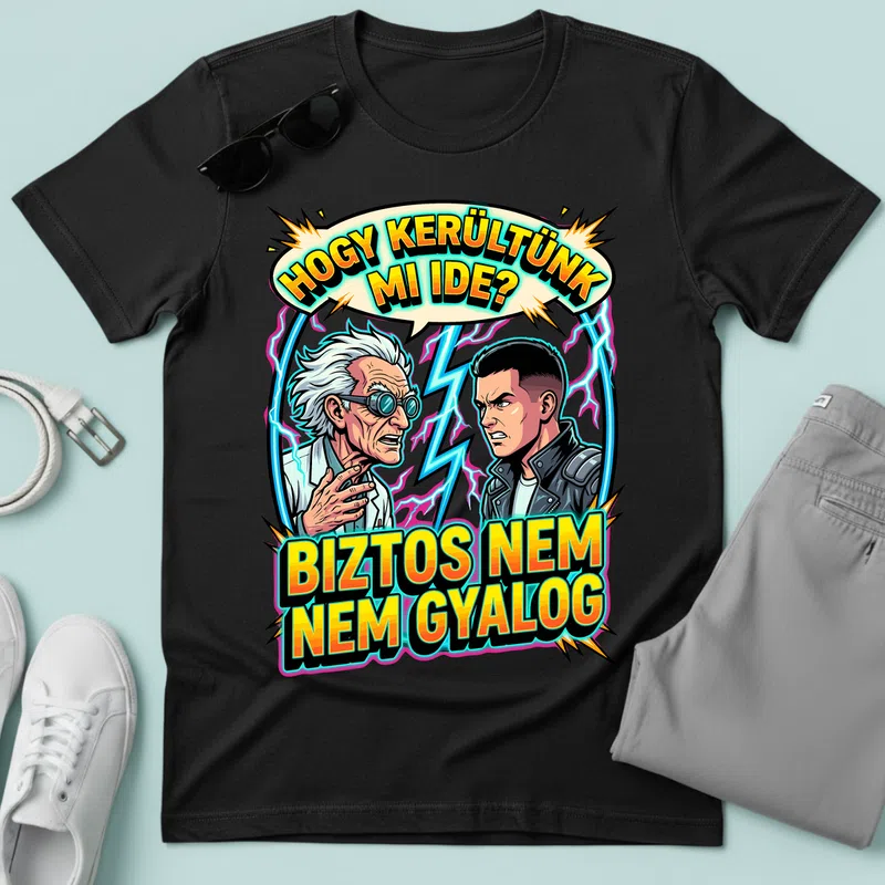 BIZTOS NEM NEM GYALOG vicces retro sci-fi Vicces Vicces szöveg - Férfi póló - Fekete - Vicces - Vicces szöveg