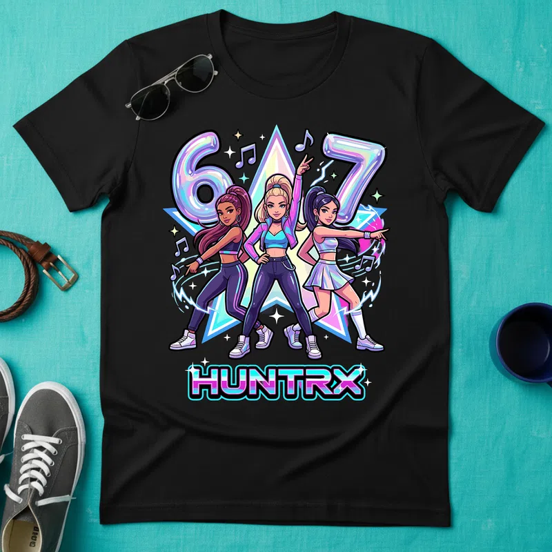 Huntrx 67 Neon Retro - Férfi póló - Fekete - Hobbi - Zene