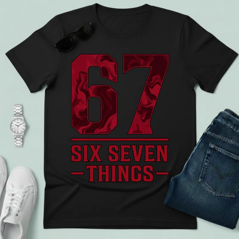 67 Six Seven Things Sötét Retro - Férfi póló - Fekete - Gamer - általános gamer