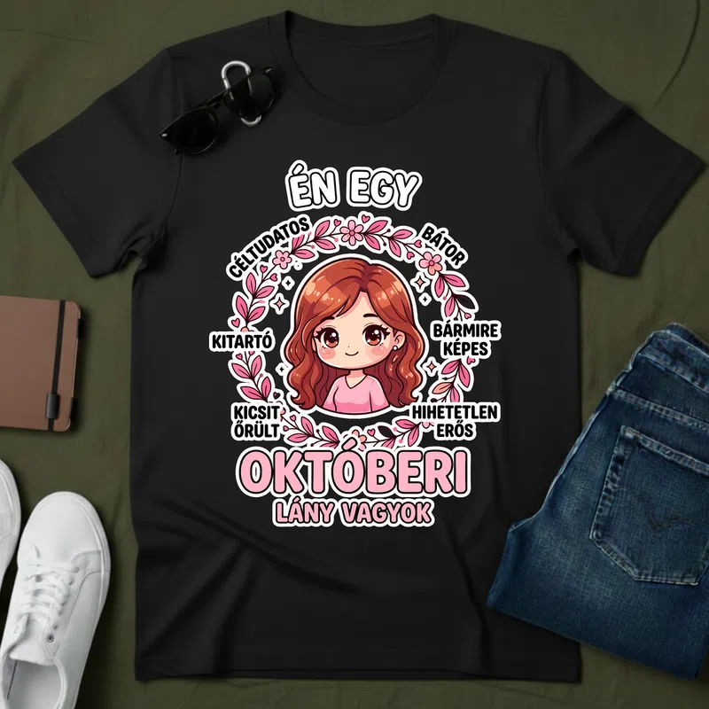 Októberi lány céltudatos bátor - Férfi póló - Fekete - Születésnap