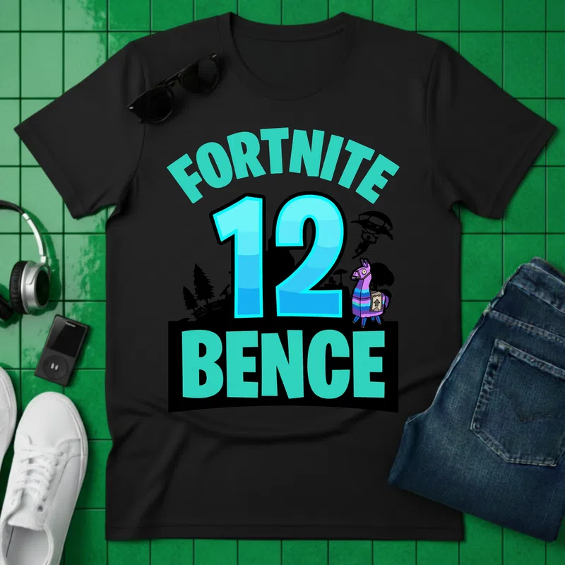 Fortnite 12 Bence Llama - Férfi póló - Fekete - Gamer - szueletesnapi-gamer